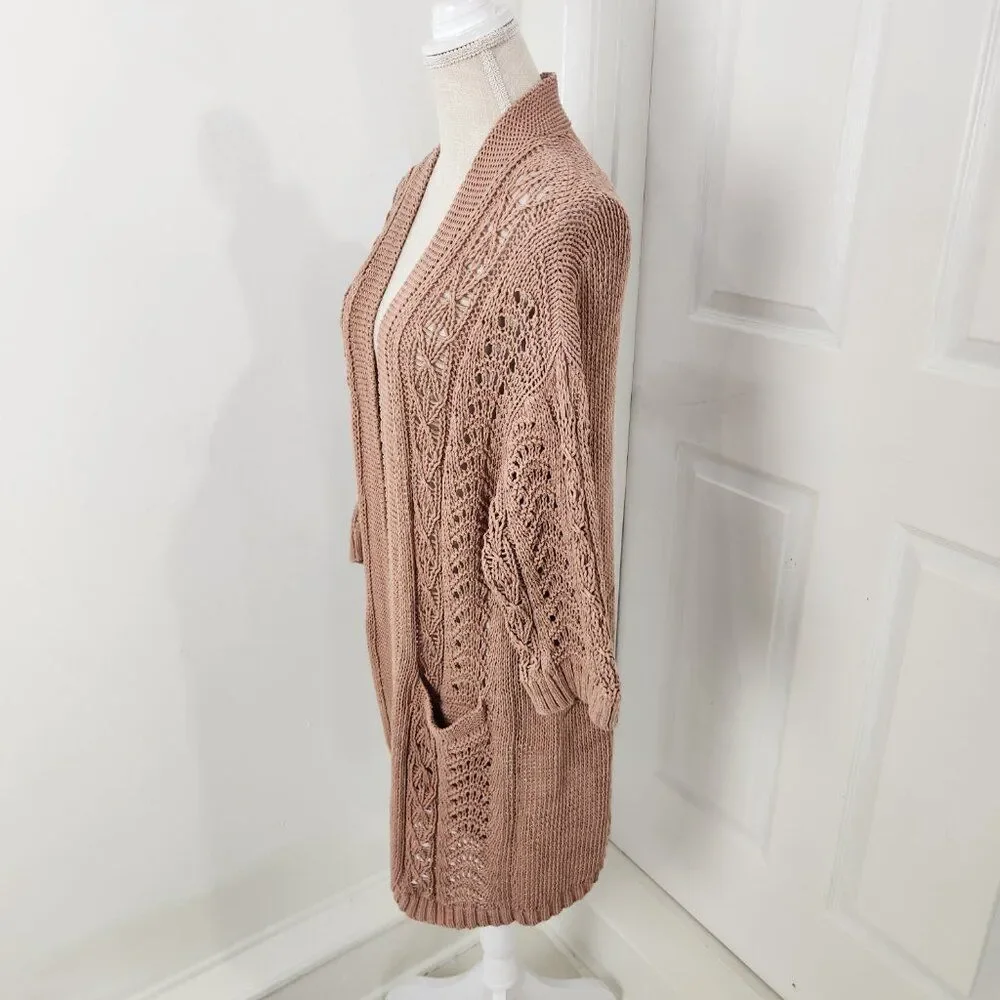 Johnny Was Sweater Womens M Neutral Beige Calme Cardigan Tunic Boho Western - Picture 3 of 13